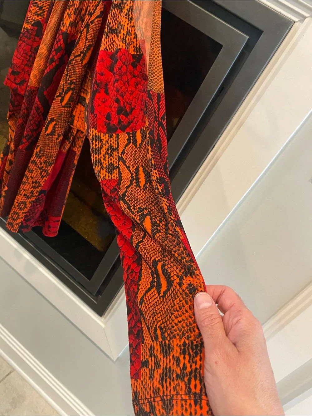 Women’s Micheal Kors  Retro, Y2K, Hobo,  Red & Orange Snake-Print  Top - M